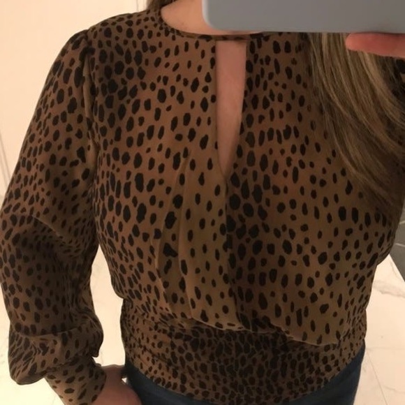 GOOD AMERICAN Leopard Keyhole Blouse | EUC!!🤎🖤🤎🖤 - Picture 15 of 15